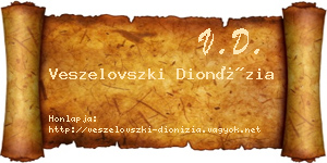 Veszelovszki Dionízia névjegykártya